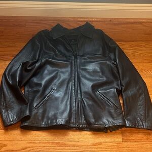 Looks Never Worn-  Kenneth Cole Reaction Black Faux Leather Jacket
